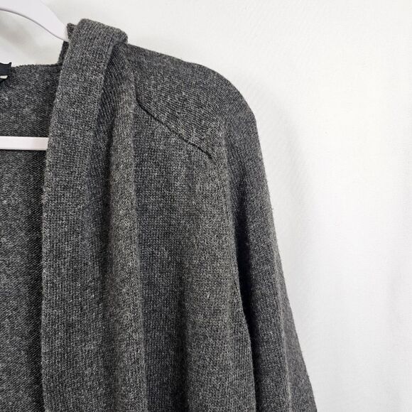 Weekend MaxMara Longline Wool Blend Hooded Cardigan in Charcoal - Size S - Picture 5 of 11